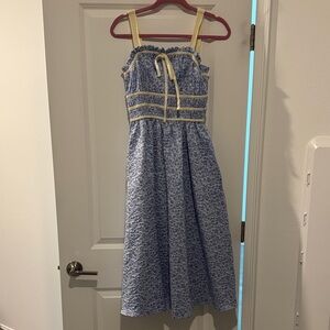 Entro Blue and Cream Casual Dress